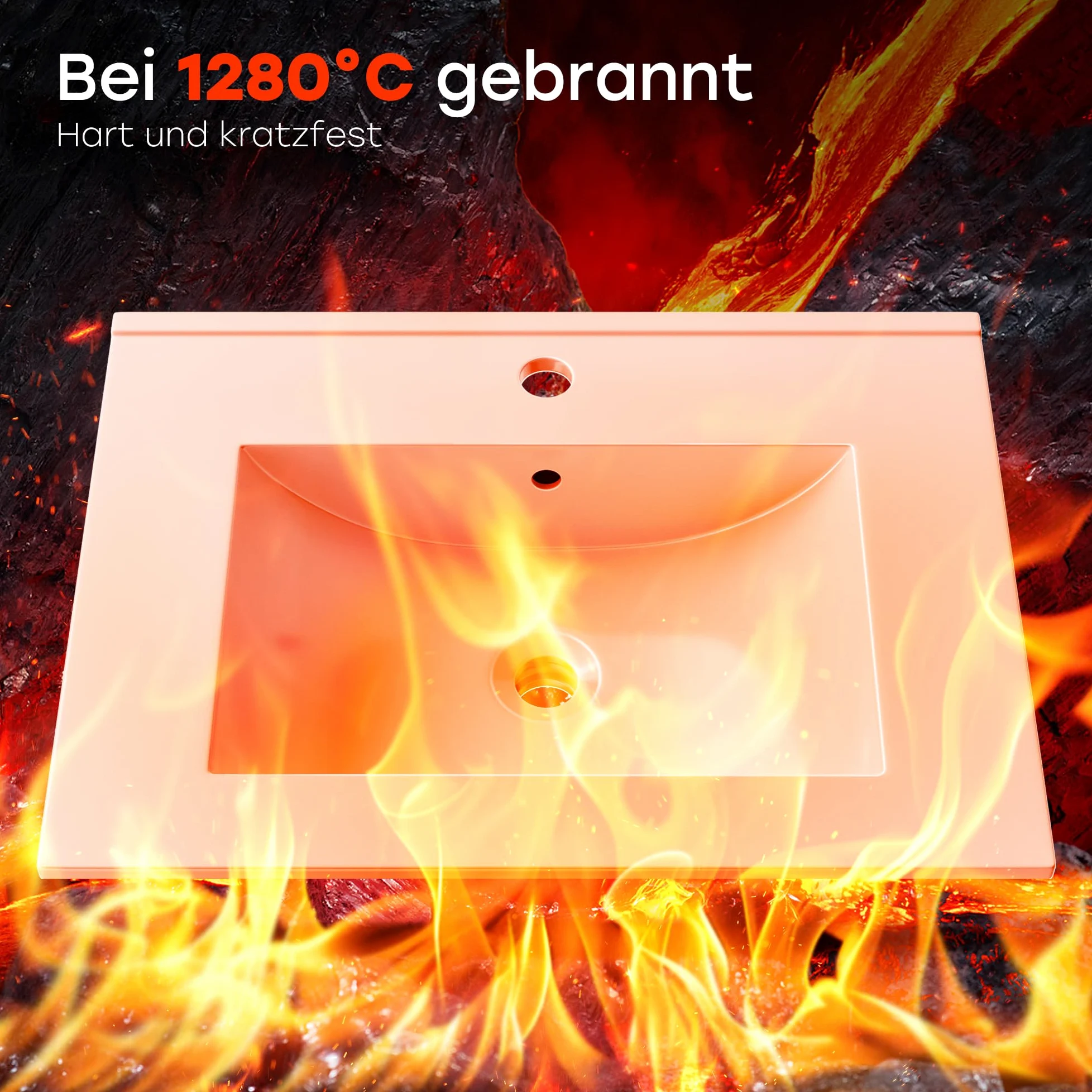 HOROW Lavabo da incasso angolare, lavabo in ceramica da 60 cm di larghezza - Bianco, lavabo soprapiano per mobile sotto, con troppopieno - Ideale per WC per gli ospiti e piccoli bagni